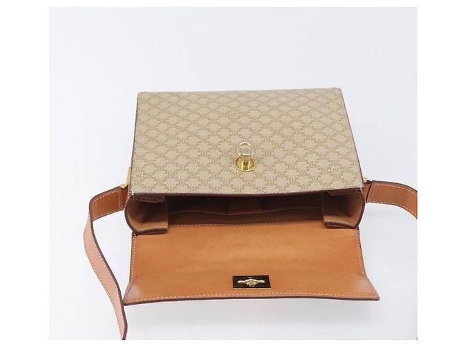 Céline Borsa a tracolla CELINE Macadam PVC Pelle Beige Tono Oro Auth 198924 - vista 16