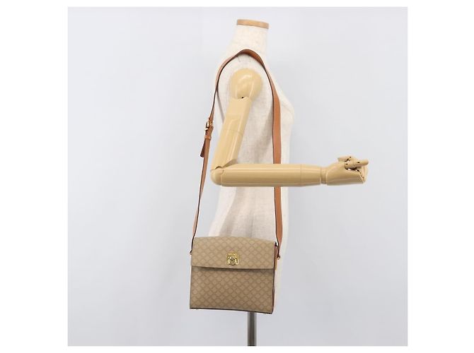Céline Borsa a tracolla CELINE Macadam PVC Pelle Beige Tono Oro Auth 198924 - vista 24