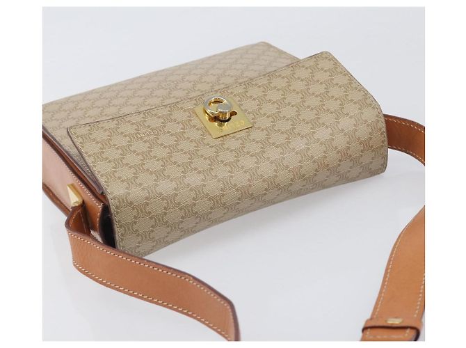 Céline Borsa a tracolla CELINE Macadam PVC Pelle Beige Tono Oro Auth 198924 - vista 6