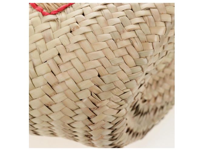 Miu Miu Strohhandtasche Raffia Beige Gold Auth 196583M Golden - Ansicht 13