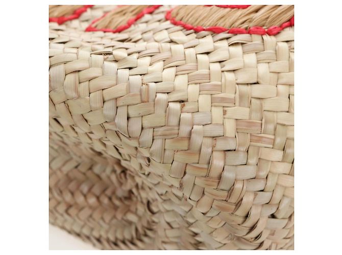Miu Miu Strohhandtasche Raffia Beige Gold Auth 196583M Golden - Ansicht 14