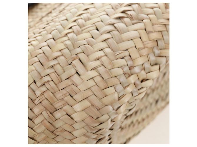 Miu Miu Strohhandtasche Raffia Beige Gold Auth 196583M Golden - Ansicht 15