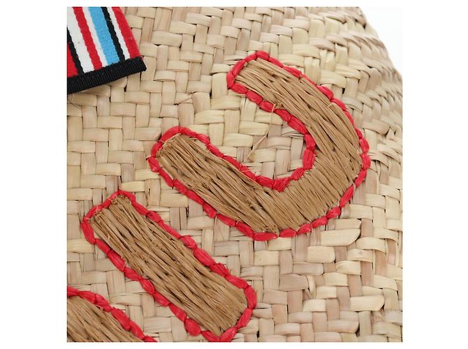 Miu Miu Strohhandtasche Raffia Beige Gold Auth 196583M Golden - Ansicht 18