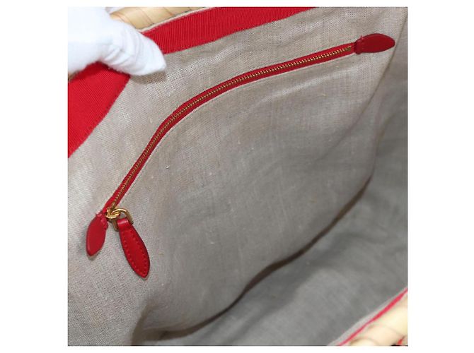 Miu Miu Strohhandtasche Raffia Beige Gold Auth 196583M Golden - Ansicht 24