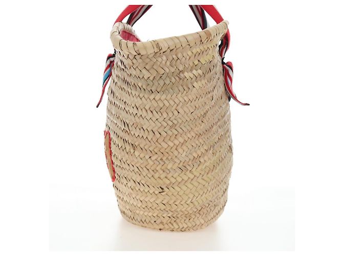Miu Miu Strohhandtasche Raffia Beige Gold Auth 196583M Golden - Ansicht 5