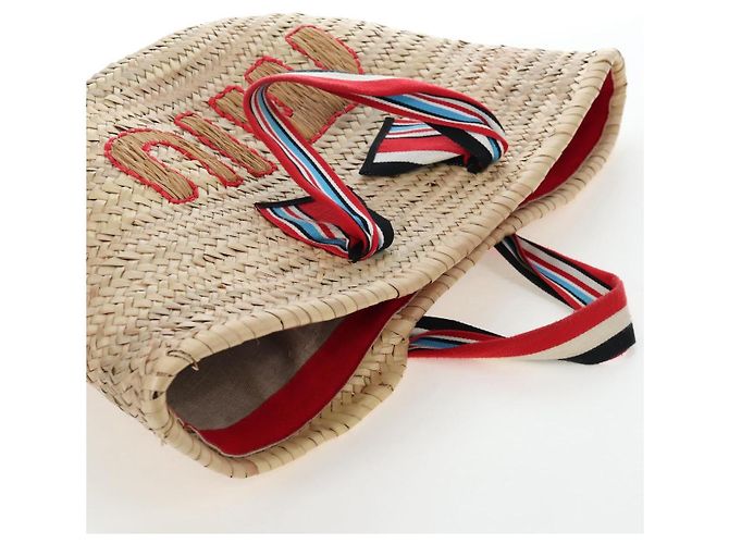 Miu Miu Strohhandtasche Raffia Beige Gold Auth 196583M Golden - Ansicht 6
