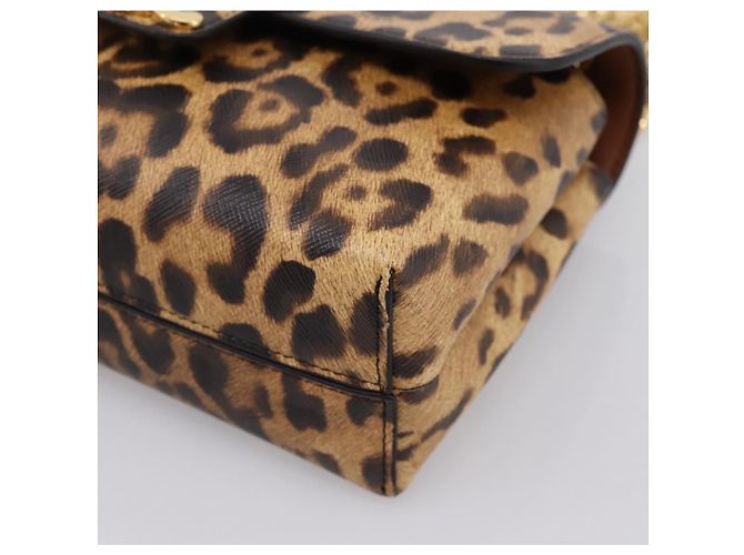 Céline Borsa a tracolla con catena CELINE Triomphe Victoire in pelle marrone e oro Auth yk20866SAM D'oro - vista 10