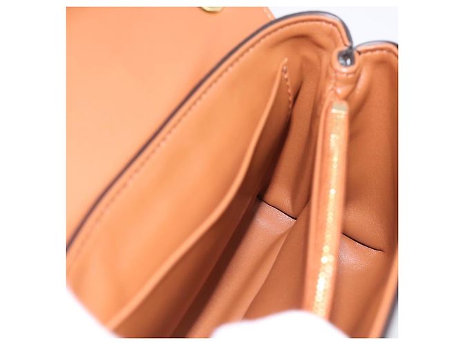 Céline Borsa a tracolla con catena CELINE Triomphe Victoire in pelle marrone e oro Auth yk20866SAM D'oro - vista 17