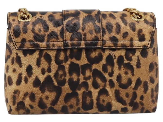 Céline Borsa a tracolla con catena CELINE Triomphe Victoire in pelle marrone e oro Auth yk20866SAM D'oro - vista 3