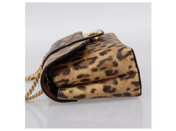 Céline Borsa a tracolla con catena CELINE Triomphe Victoire in pelle marrone e oro Auth yk20866SAM D'oro - vista 4