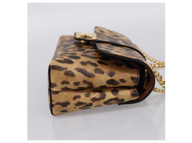 Céline Borsa a tracolla con catena CELINE Triomphe Victoire in pelle marrone e oro Auth yk20866SAM D'oro - vista 5