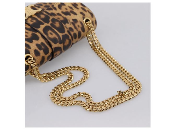 Céline Borsa a tracolla con catena CELINE Triomphe Victoire in pelle marrone e oro Auth yk20866SAM D'oro - vista 7