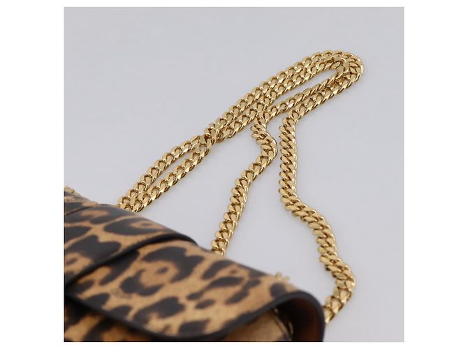 Céline Borsa a tracolla con catena CELINE Triomphe Victoire in pelle marrone e oro Auth yk20866SAM D'oro - vista 8