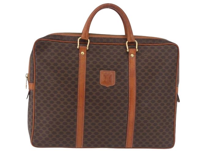 Céline Borsa Business CELINE Macadam Canvas PVC Leather Brown Gold Auth BA15102 Marrone D'oro - vista 2