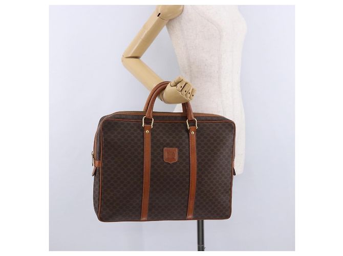 Céline Borsa Business CELINE Macadam Canvas PVC Leather Brown Gold Auth BA15102 Marrone D'oro - vista 23