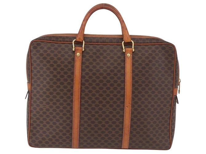 Céline Borsa Business CELINE Macadam Canvas PVC Leather Brown Gold Auth BA15102 Marrone D'oro - vista 3
