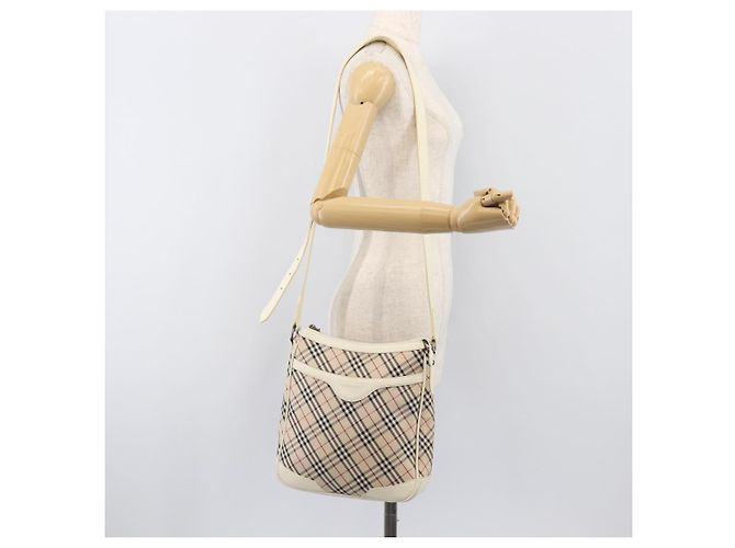 Borsa a tracolla BURBERRY Nova Check Canvas Beige Silver Auth 199616 Argento - vista 24