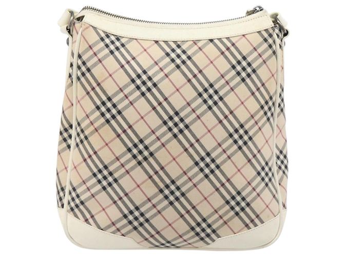 Borsa a tracolla BURBERRY Nova Check Canvas Beige Silver Auth 199616 Argento - vista 3