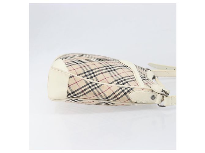 Borsa a tracolla BURBERRY Nova Check Canvas Beige Silver Auth 199616 Argento - vista 4