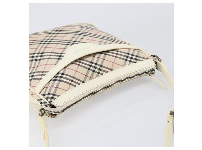 Borsa a tracolla BURBERRY Nova Check Canvas Beige Silver Auth 199616 Argento - vista 6