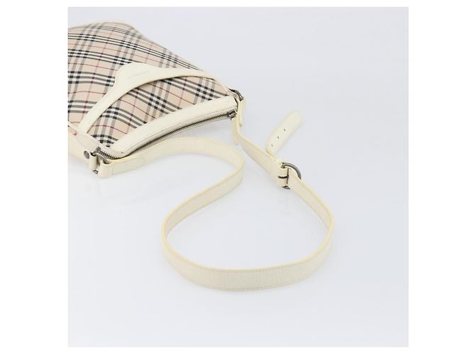 Borsa a tracolla BURBERRY Nova Check Canvas Beige Silver Auth 199616 Argento - vista 7