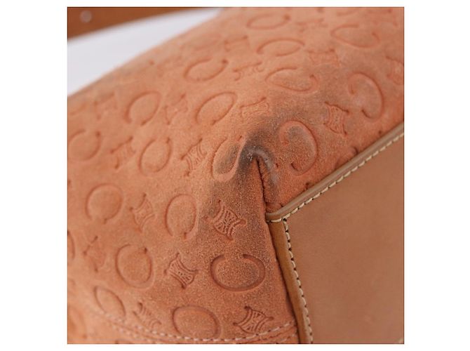 Céline Borsa a tracolla CELINE C Macadam Canvas Suede Orange Gold Auth BA15118 D'oro Arancione - vista 11