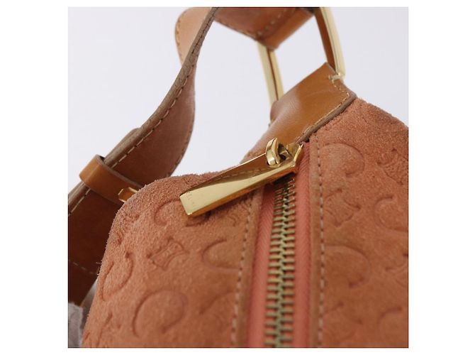 Céline Borsa a tracolla CELINE C Macadam Canvas Suede Orange Gold Auth BA15118 D'oro Arancione - vista 15