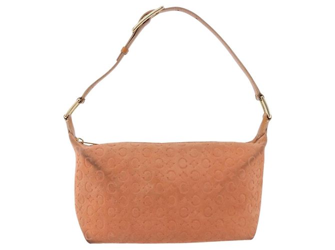 Céline Borsa a tracolla CELINE C Macadam Canvas Suede Orange Gold Auth BA15118 D'oro Arancione - vista 2