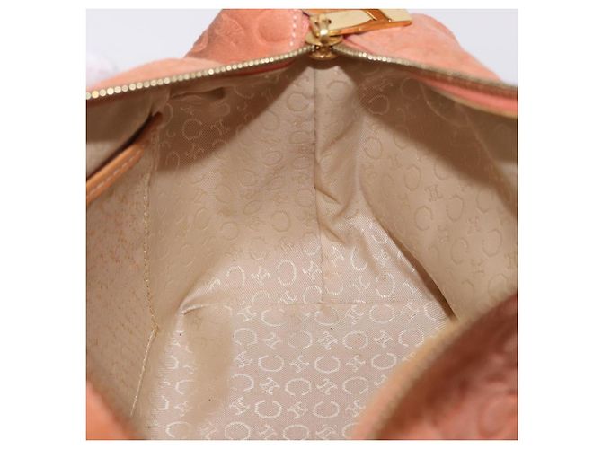 Céline Borsa a tracolla CELINE C Macadam Canvas Suede Orange Gold Auth BA15118 D'oro Arancione - vista 20
