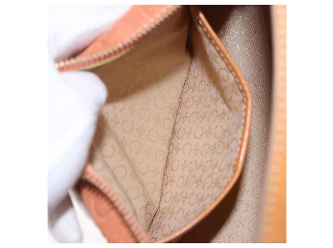 Céline Borsa a tracolla CELINE C Macadam Canvas Suede Orange Gold Auth BA15118 D'oro Arancione - vista 21