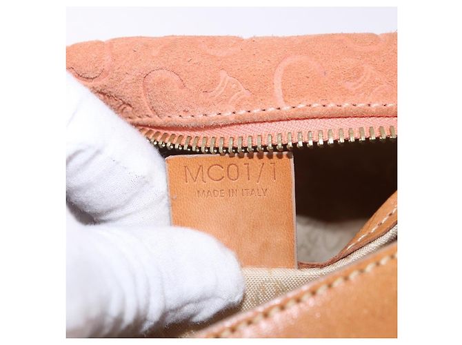 Céline Borsa a tracolla CELINE C Macadam Canvas Suede Orange Gold Auth BA15118 D'oro Arancione - vista 22