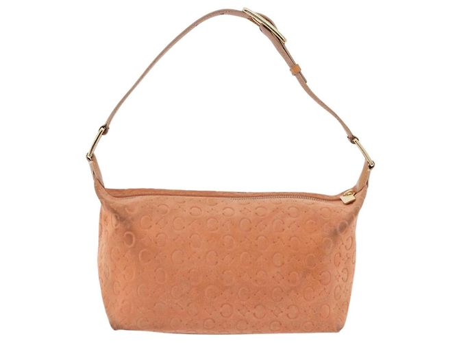 Céline Borsa a tracolla CELINE C Macadam Canvas Suede Orange Gold Auth BA15118 D'oro Arancione - vista 3