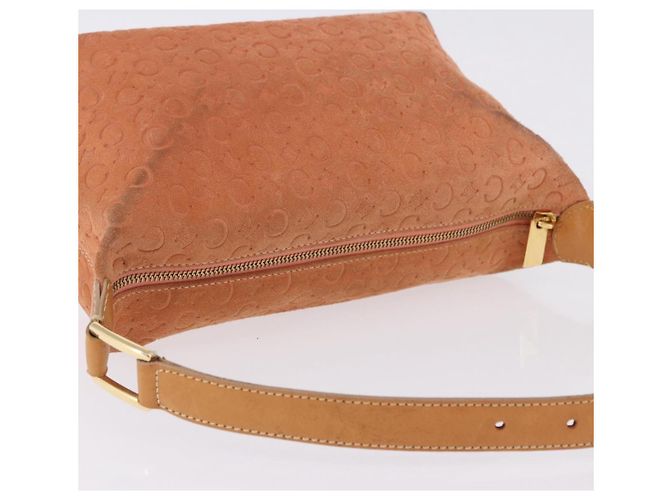 Céline Borsa a tracolla CELINE C Macadam Canvas Suede Orange Gold Auth BA15118 D'oro Arancione - vista 7