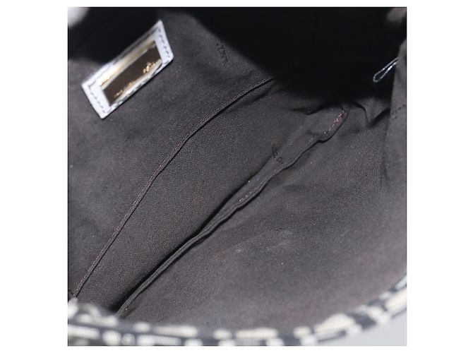 Borsa a tracolla FENDI Zucchino Canvas Mamma Baguette Nero Oro Auth 199623V D'oro - vista 20