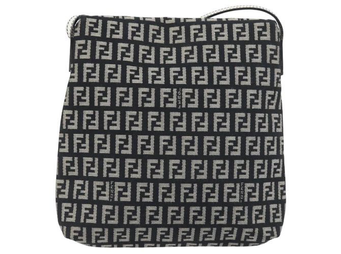 Borsa a tracolla FENDI Zucchino Canvas Mamma Baguette Nero Oro Auth 199623V D'oro - vista 3