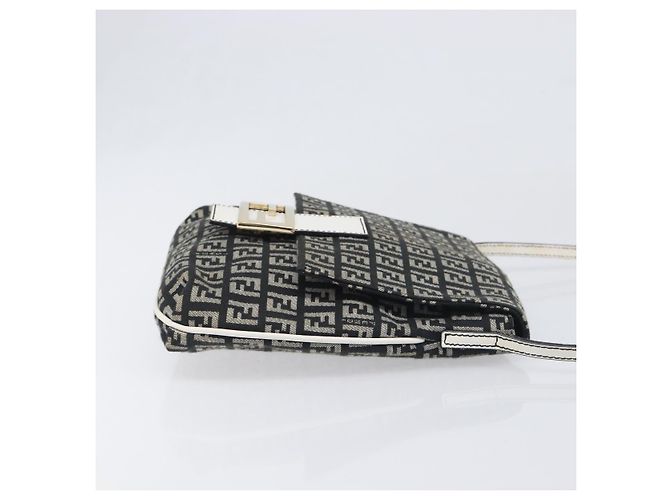 Borsa a tracolla FENDI Zucchino Canvas Mamma Baguette Nero Oro Auth 199623V D'oro - vista 4
