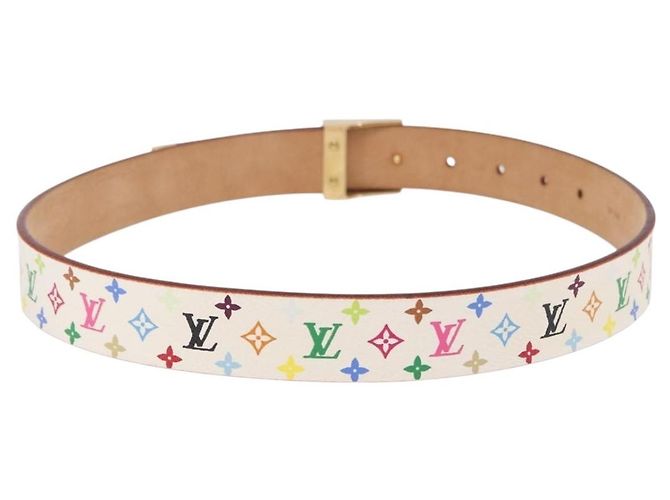 LOUIS VUITTON Cintura Multicolor Carre White M9682 LV Auth 199153V Bianco - vista 2
