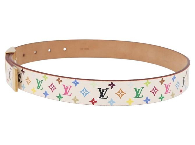 LOUIS VUITTON Cintura Multicolor Carre White M9682 LV Auth 199153V Bianco - vista 3