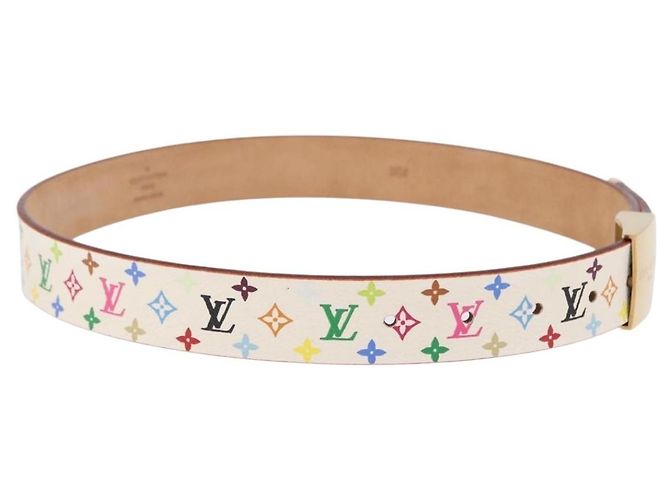 LOUIS VUITTON Cintura Multicolor Carre White M9682 LV Auth 199153V Bianco - vista 4