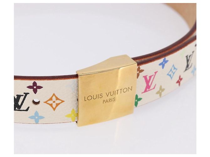 LOUIS VUITTON Cintura Multicolor Carre White M9682 LV Auth 199153V Bianco - vista 5