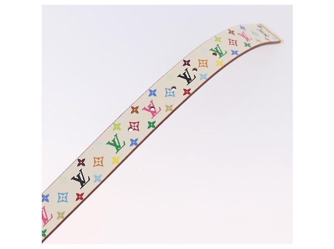 LOUIS VUITTON Cintura Multicolor Carre White M9682 LV Auth 199153V Bianco - vista 7