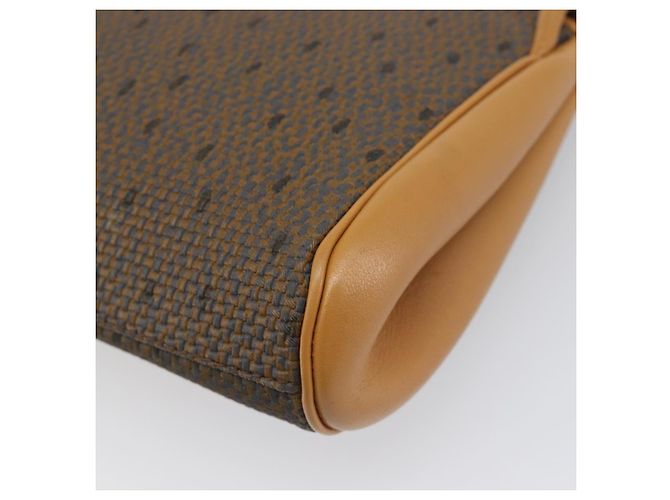 Borsa a Pochette SAINT LAURENT PVC Canvas Brown Gold Auth 197613A Marrone D'oro - vista 10