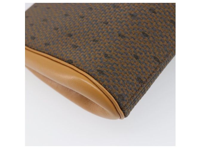 Borsa a Pochette SAINT LAURENT PVC Canvas Brown Gold Auth 197613A Marrone D'oro - vista 11