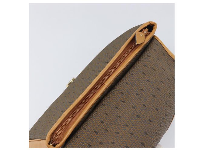 Borsa a Pochette SAINT LAURENT PVC Canvas Brown Gold Auth 197613A Marrone D'oro - vista 14