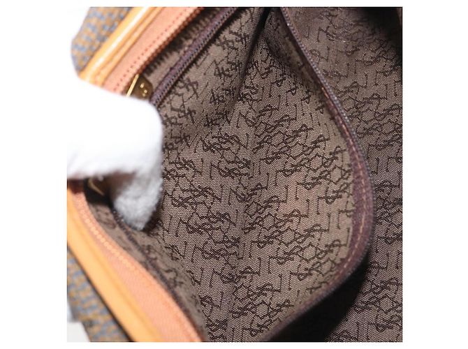 Borsa a Pochette SAINT LAURENT PVC Canvas Brown Gold Auth 197613A Marrone D'oro - vista 21
