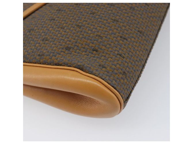 Borsa a Pochette SAINT LAURENT PVC Canvas Brown Gold Auth 197613A Marrone D'oro - vista 9