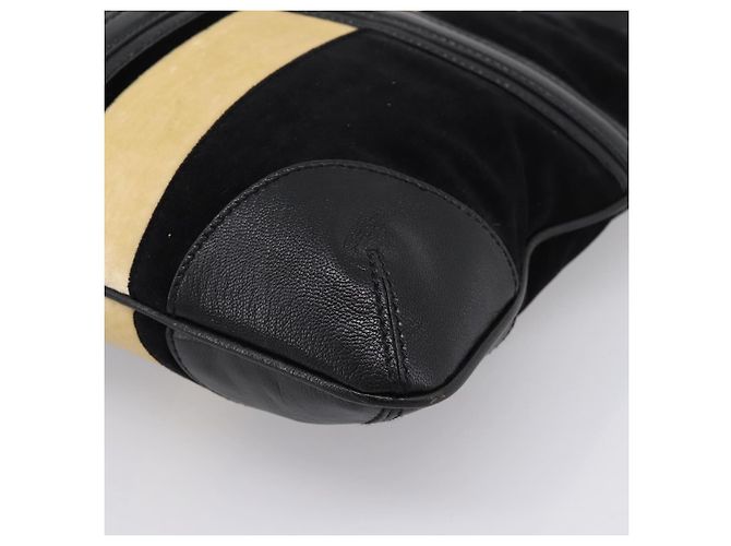 Borsa a tracolla GUCCI Interlocking G Velluto Nero Oro 115568 Auth 196980V D'oro - vista 12