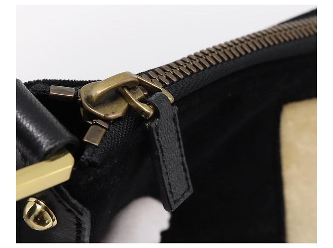 Borsa a tracolla GUCCI Interlocking G Velluto Nero Oro 115568 Auth 196980V D'oro - vista 14
