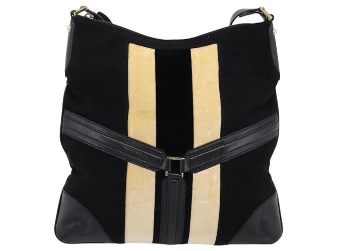 Borsa a tracolla GUCCI Interlocking G Velluto Nero Oro 115568 Auth 196980V D'oro - vista 3