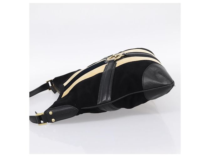 Borsa a tracolla GUCCI Interlocking G Velluto Nero Oro 115568 Auth 196980V D'oro - vista 4